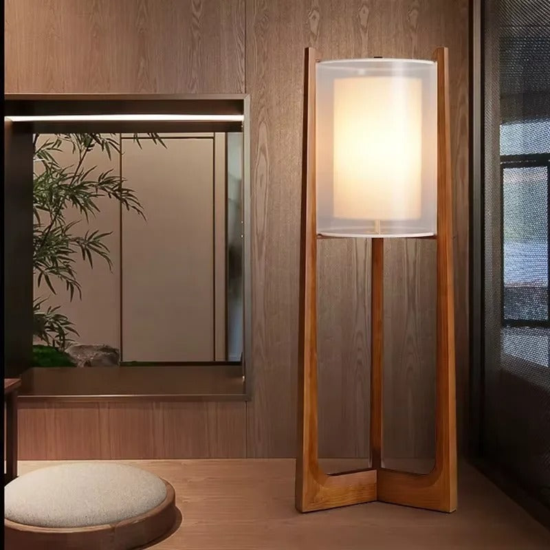 Solid Wood Floor Lamp Nordic Art Simple Modern Lamp Shade