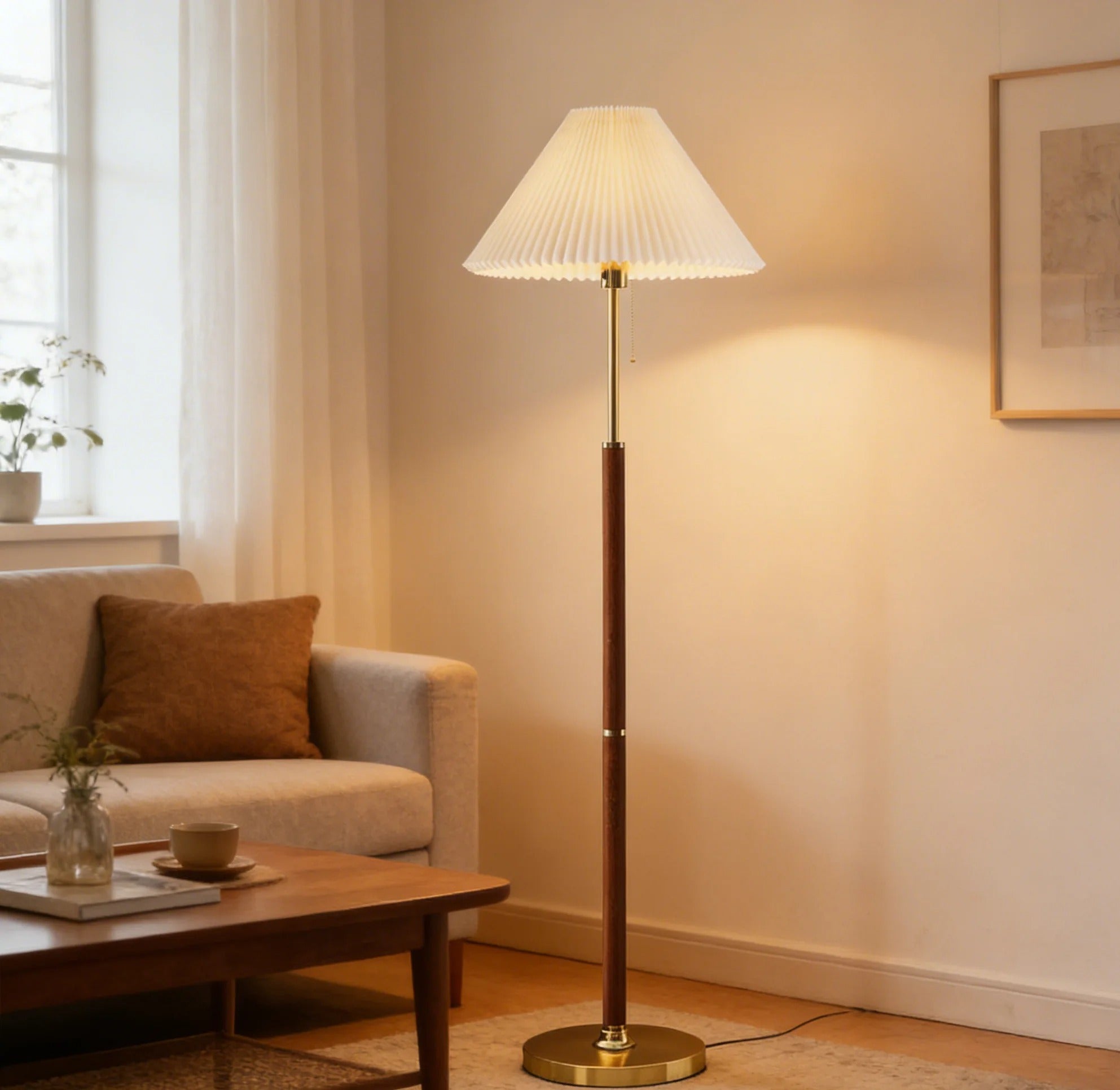 Modern Gold Pleated Floor Lamp