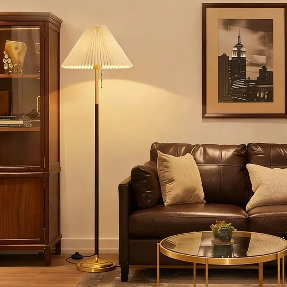 Modern Gold Pleated Floor Lamp