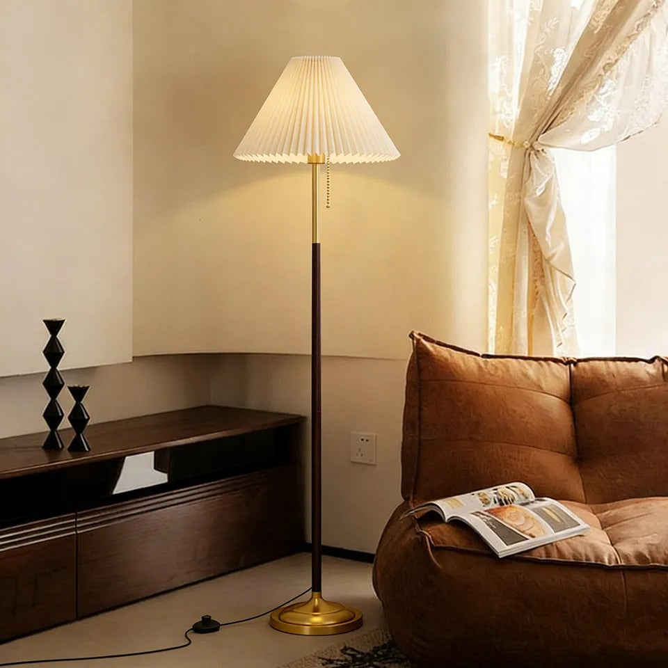 Modern Gold Pleated Floor Lamp