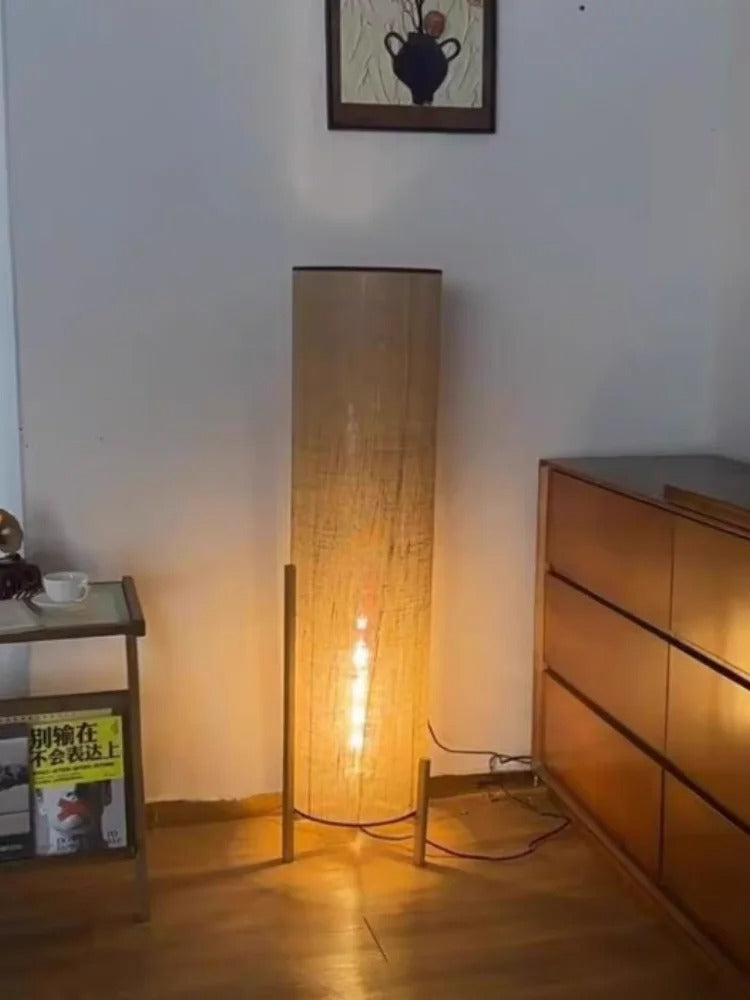 Japanese Retro Solid Wood Floor Lamp Wabi Sabi Style