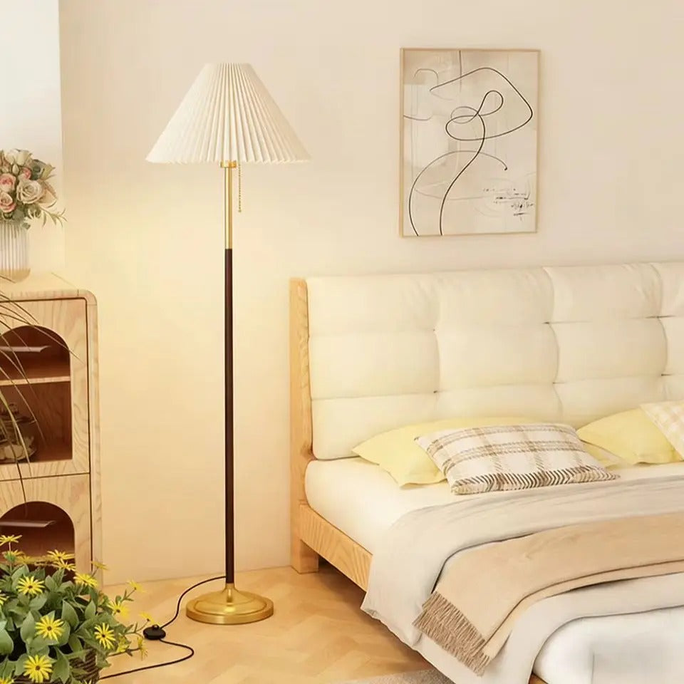 Modern Gold Pleated Floor Lamp