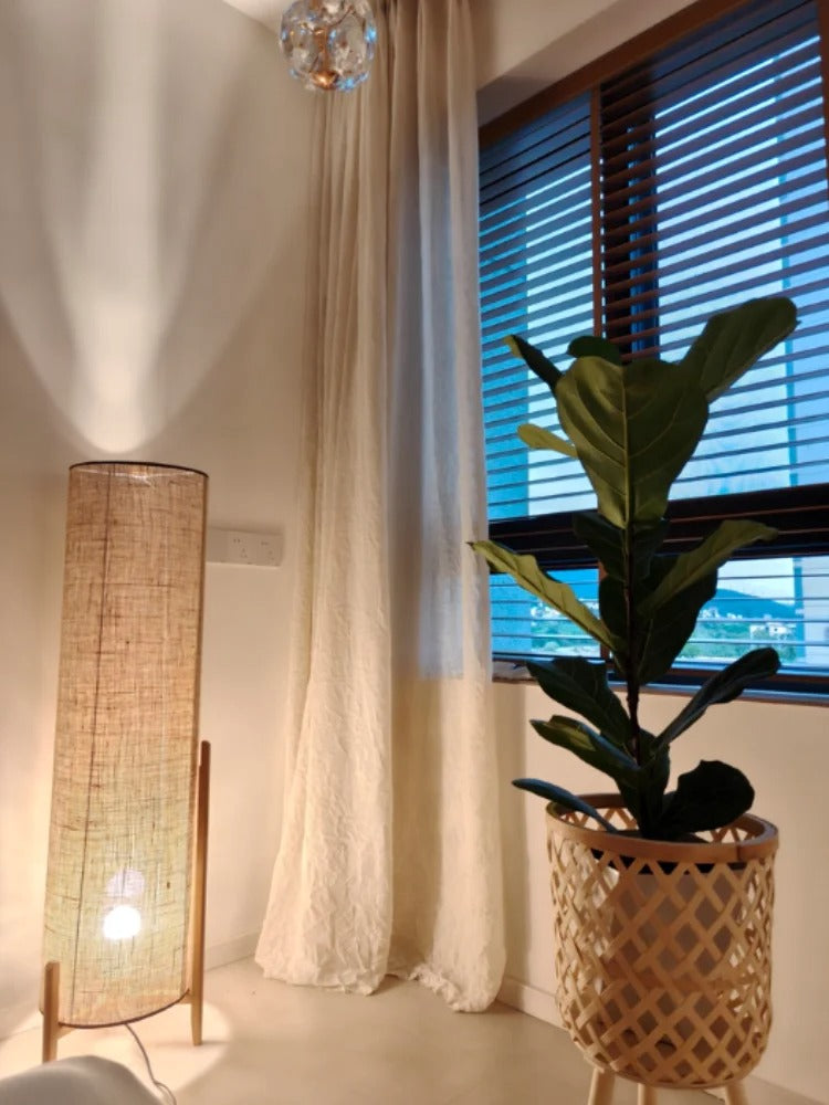Japanese Retro Solid Wood Floor Lamp Wabi Sabi Style