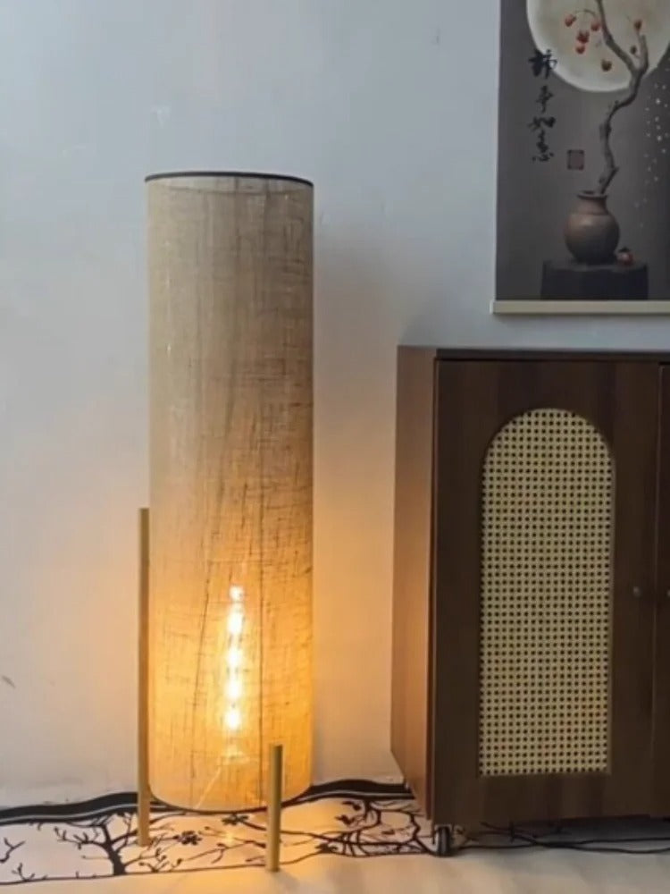 Japanese Retro Solid Wood Floor Lamp Wabi Sabi Style