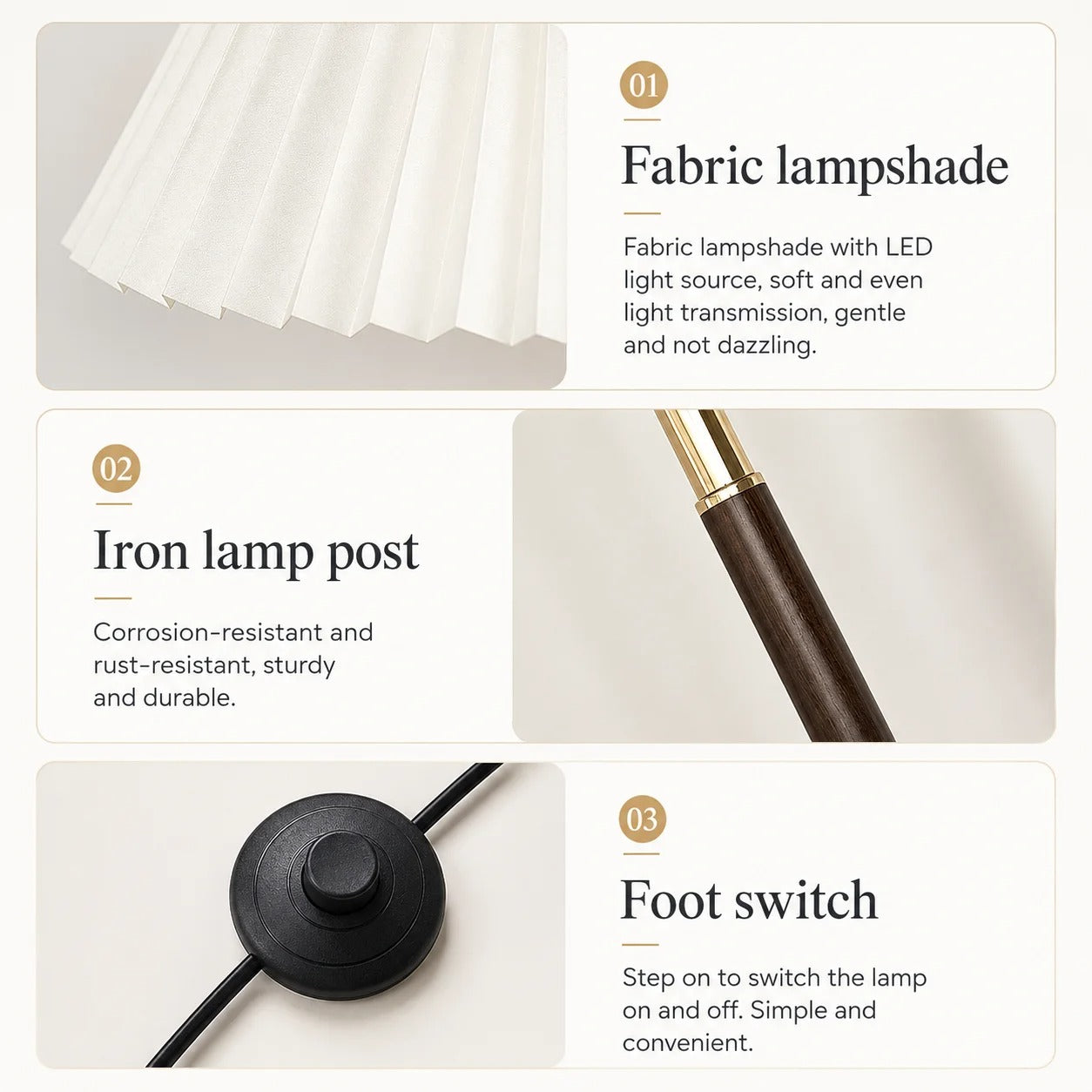 Modern Gold Pleated Floor Lamp