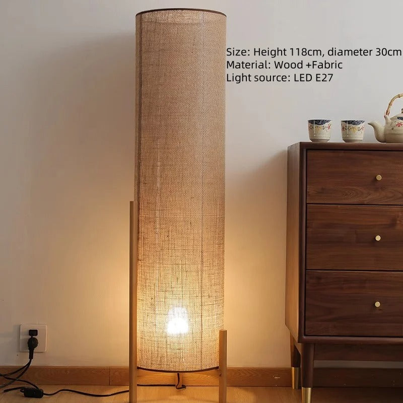 Japanese Retro Solid Wood Floor Lamp Wabi Sabi Style