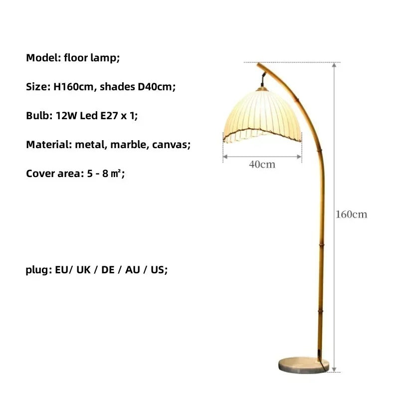 Japanese Style Silent Wind Lantern Type LED Floor Lamp